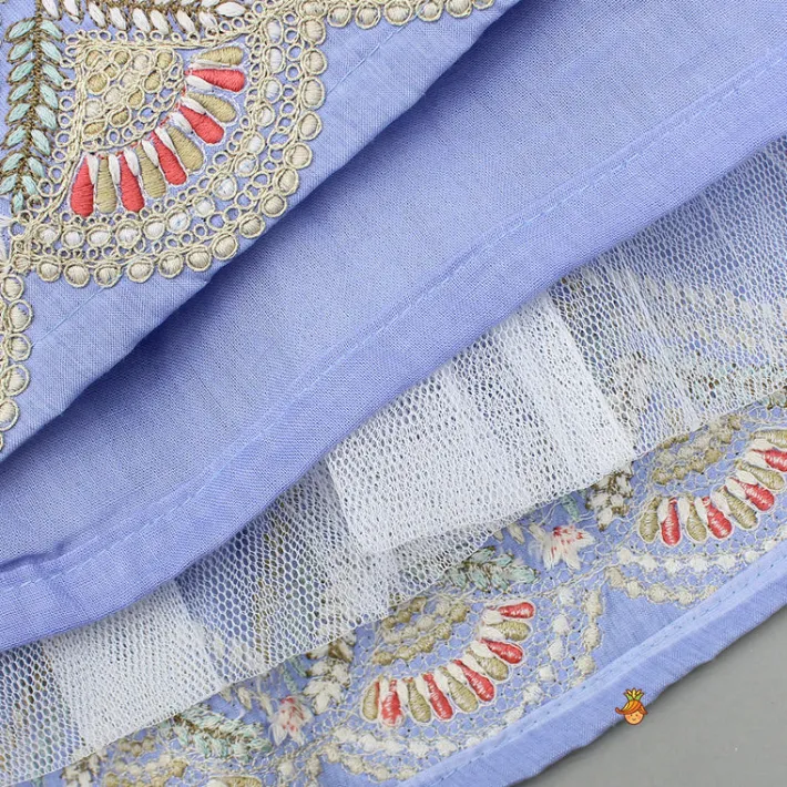 Best Lavender Embroidered Brocade Top And Lehenga With Dupatta Ethnic Wear | Lehengas & Ghagras