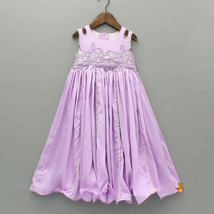 Hot Lavender Embroidered Flared Kurti Ethnic Wear | Kurtis & Jumpsuits