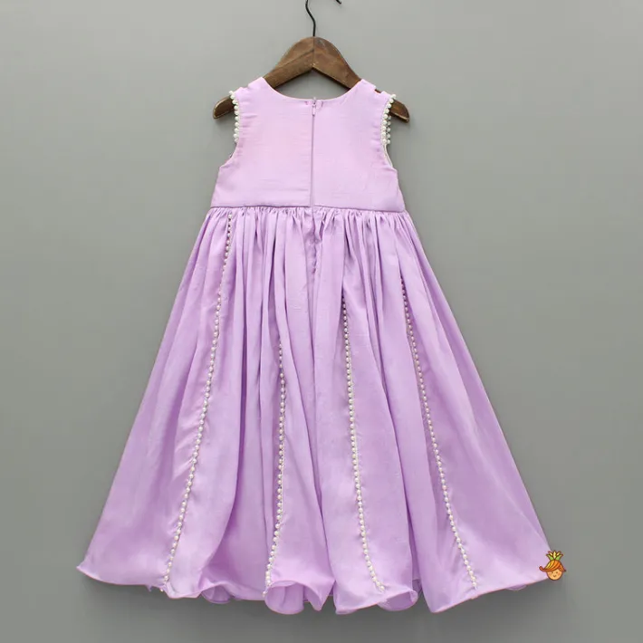 Hot Lavender Embroidered Flared Kurti Ethnic Wear | Kurtis & Jumpsuits