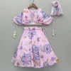Outlet Lavender Floral Printed Embroidered Top With Flared Lehenga And Dupatta Ethnic Wear | Lehengas & Ghagras