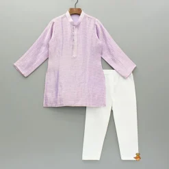 Hot Lavender Kurta With Embroidered Jacket And Pyjama BOY Indian Ethnic Wear | Ethnic Sets