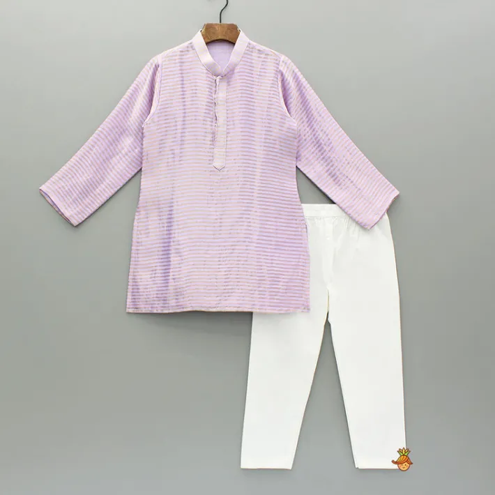 Hot Lavender Kurta With Embroidered Jacket And Pyjama BOY Indian Ethnic Wear | Ethnic Sets
