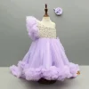 New Lavender One Shoulder Embellished Dress With Detachable Trial And Bow With Matching Swirled Bowie Headband Dresses & Sets | Dresses