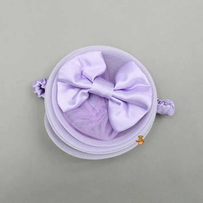 New Lavender One Shoulder Embellished Dress With Detachable Trial And Bow With Matching Swirled Bowie Headband Dresses & Sets | Dresses