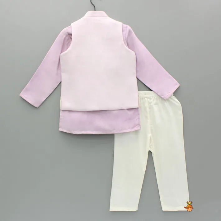 Discount Lavender Pintuck Detail Kurta With Embroidered Jacket And Pyjama BOY Indian Ethnic Wear | Ethnic Sets