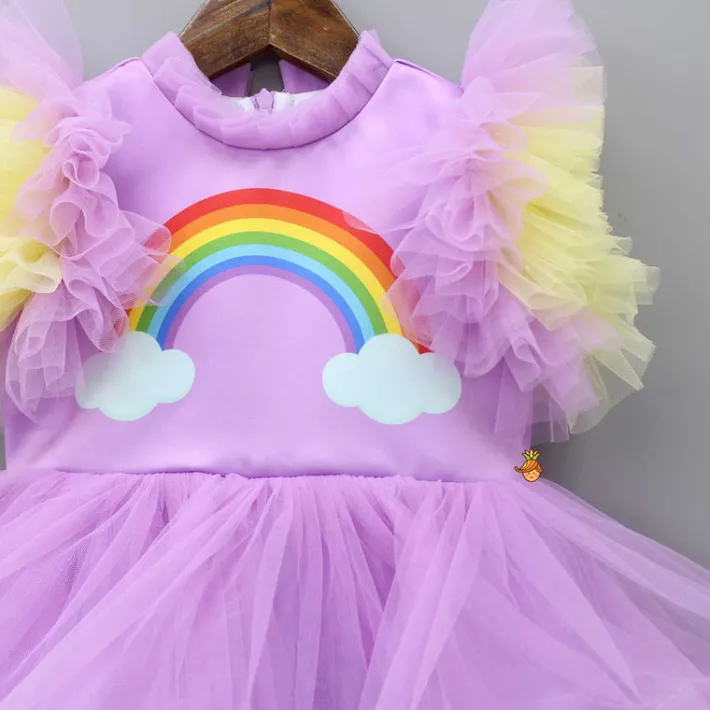 Best Lavender Rainbow Dress With Matching Sling Bag Dresses & Sets | Dresses