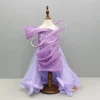 Online Lavender Sequins Embellished Strappy Dress With Stiff Belt And Detachable Trail Dresses & Sets | Dresses