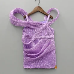 Online Lavender Sequins Embellished Strappy Dress With Stiff Belt And Detachable Trail Dresses & Sets | Dresses