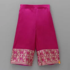 New Lavish Pink Faux Mirror Work Kurti With Palazzo And Dupatta Ethnic Wear | Palazzos & Shararas