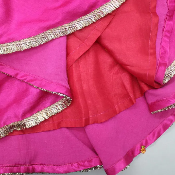 New Lavish Pink Faux Mirror Work Kurti With Palazzo And Dupatta Ethnic Wear | Palazzos & Shararas