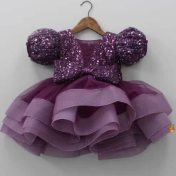Hot Layered Wine Dress And Detachable Bow With Swirled Headband Dresses & Sets | Dresses