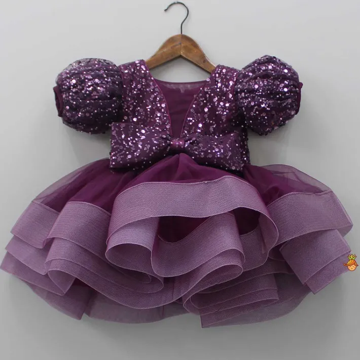Hot Layered Wine Dress And Detachable Bow With Swirled Headband Dresses & Sets | Dresses