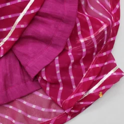 Discount Leheriya Printed Pink Tie Up Straps Kurti And Flared Palazzo Ethnic Wear | Palazzos & Shararas