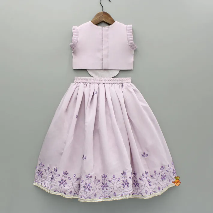 Online Lilac Embroidered And Mirror Work Top And Lehenga Ethnic Wear | Lehengas & Ghagras