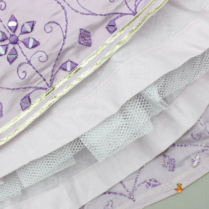 Online Lilac Embroidered And Mirror Work Top And Lehenga Ethnic Wear | Lehengas & Ghagras