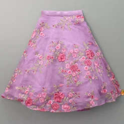 Hot Lilac Pleated Rose Drape Top And Floral Embroidered Lehenga Ethnic Wear | Lehengas & Ghagras