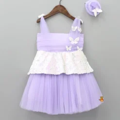 Hot Lilac Sequin Butterfly Embellished Dress With Hairclip Dresses & Sets | Dresses