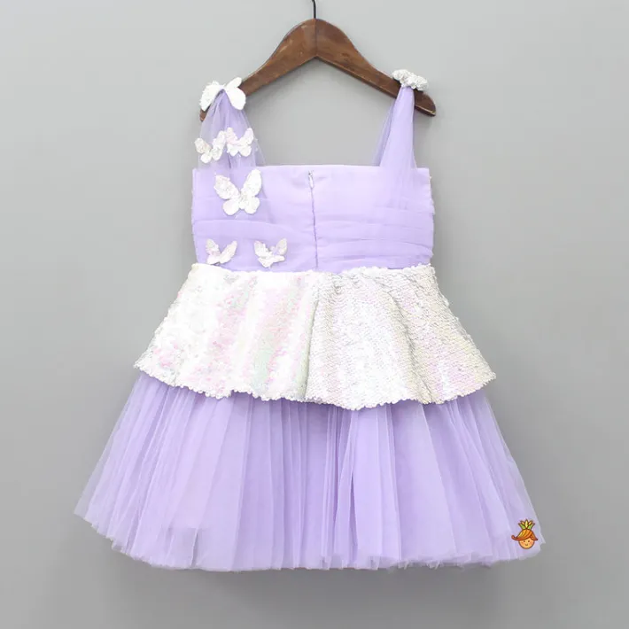 Hot Lilac Sequin Butterfly Embellished Dress With Hairclip Dresses & Sets | Dresses