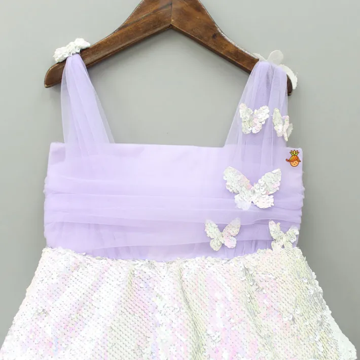 Hot Lilac Sequin Butterfly Embellished Dress With Hairclip Dresses & Sets | Dresses