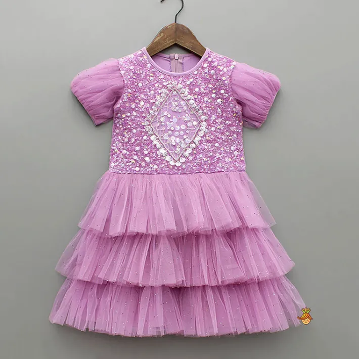Hot Lilac Sequin Embellished Layered Dress Dresses & Sets | Dresses