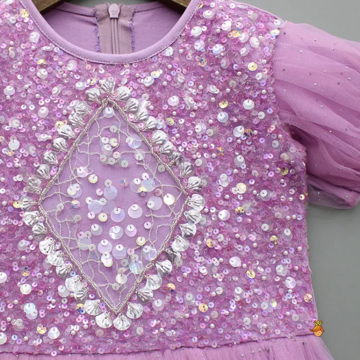 Hot Lilac Sequin Embellished Layered Dress Dresses & Sets | Dresses