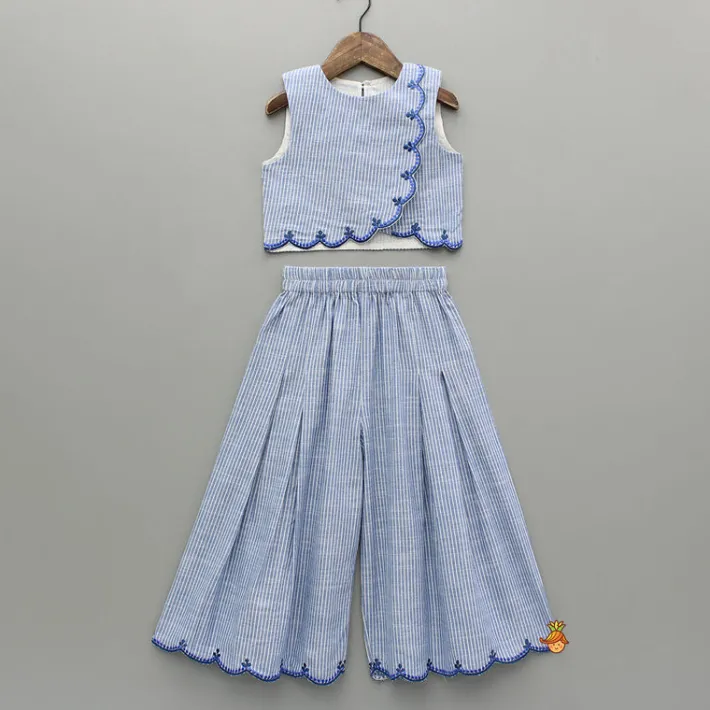 Best Linen Embroidered Top With Wide Leg Pants Dresses & Sets | Sets