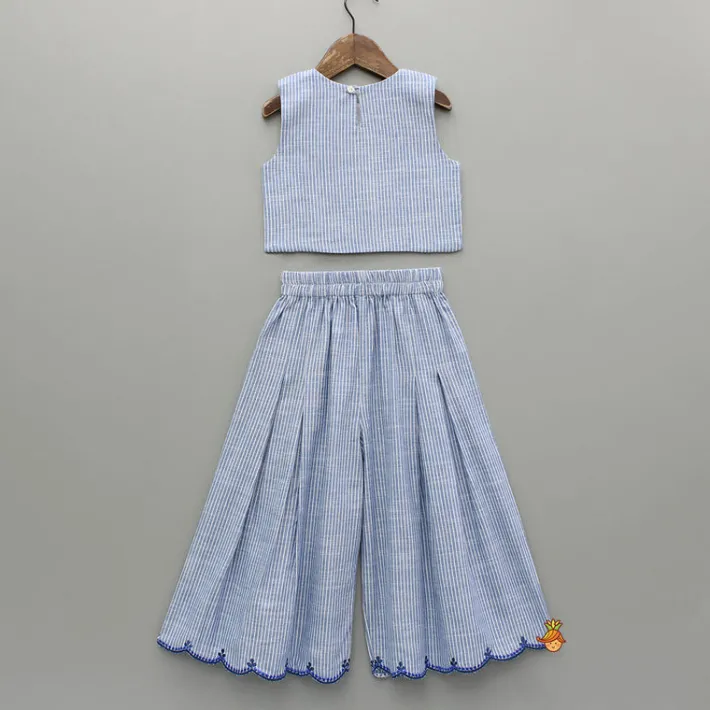 Best Linen Embroidered Top With Wide Leg Pants Dresses & Sets | Sets