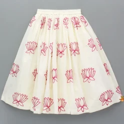 Hot Lotus Embroidered Pink Top With Lehenga Twinning Sets | Ethnic Wear