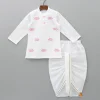 Hot Lotus Patch Embroidered Kurta And Dhoti BOY Indian Ethnic Wear | Ethnic Sets