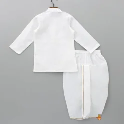Hot Lotus Patch Embroidered Kurta And Dhoti BOY Indian Ethnic Wear | Ethnic Sets