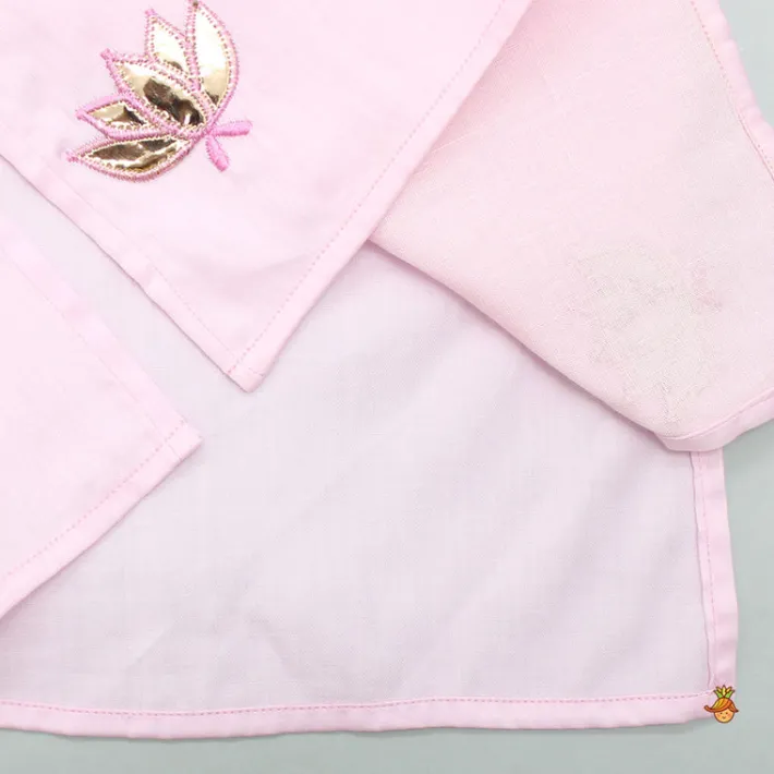 Clearance Lotus Patch Embroidered Pink Kurta And Dhoti BOY Indian Ethnic Wear | Ethnic Sets