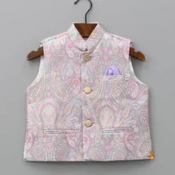 Discount Lovely Lilac Kurta With Embroidered Jacket And Pyjama BOY Indian Ethnic Wear | Ethnic Sets