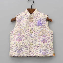 Discount Lovely Lilac Kurta With Floral Embroidered Jacket And Pyjama BOY Indian Ethnic Wear | Ethnic Sets