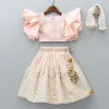 Outlet Lovely Peach Georgette Frilly Sleeves Top And Lehenga With Net Dupatta Ethnic Wear | Lehengas & Ghagras