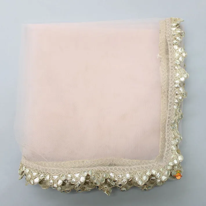 Outlet Lovely Peach Georgette Frilly Sleeves Top And Lehenga With Net Dupatta Ethnic Wear | Lehengas & Ghagras