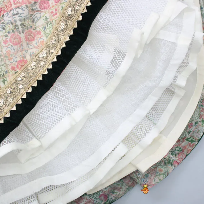 Hot Lovely Printed Lace Work Top And Lehenga With Dupatta Ethnic Wear | Lehengas & Ghagras