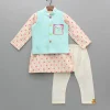 Discount Lurex Printed Kurta With Embroidered Jacket And Pyjama BOY Indian Ethnic Wear | Ethnic Sets