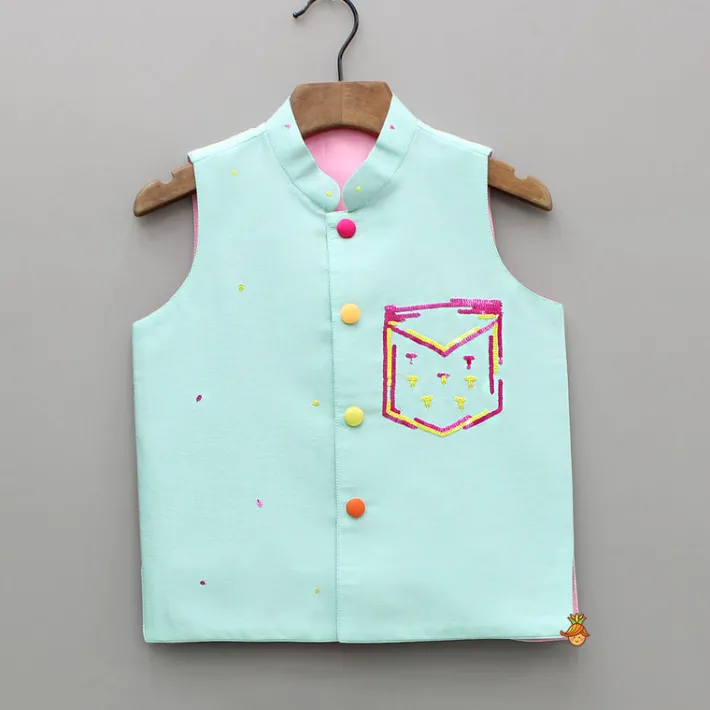 Discount Lurex Printed Kurta With Embroidered Jacket And Pyjama BOY Indian Ethnic Wear | Ethnic Sets