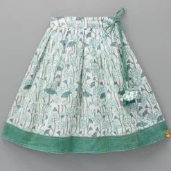Fashion Lurex Striped Hand Block Floral Printed Turquoise Green Top With Lehenga Ethnic Wear | Lehengas & Ghagras
