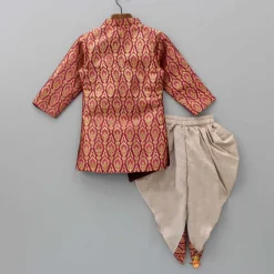 Clearance Magenta Brocade Printed Kurta And Dhoti BOY Indian Ethnic Wear | Ethnic Sets