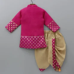 Clearance Magenta Pink Sherwani Style Kurta With Dhoti And Brocade Shawl BOY Indian Ethnic Wear | Ethnic Sets