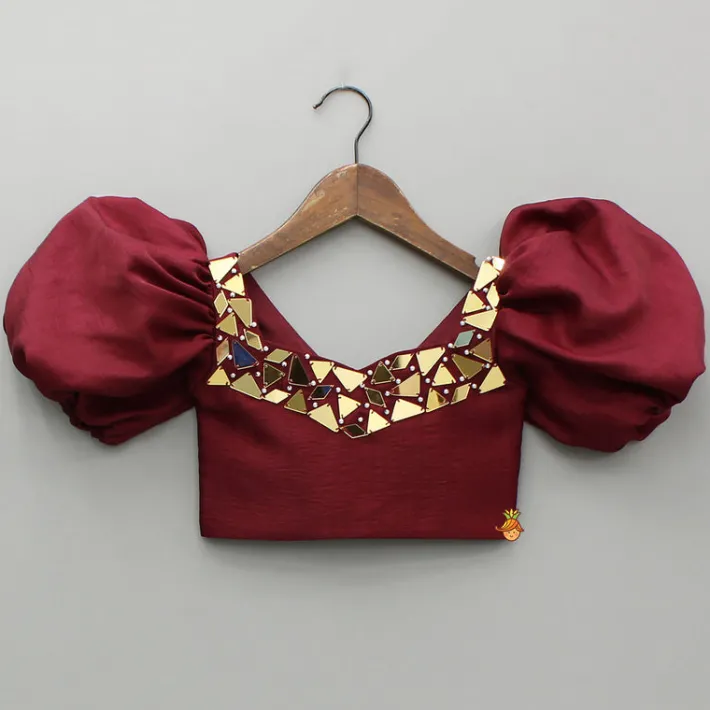 Online Maroon Embellished Top And Lehenga Ethnic Wear | Lehengas & Ghagras