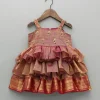 Hot Maroon Embroidered Strappy Layered Dress Dresses & Sets | Ethnic Wear