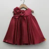 Clearance Maroon Flared Dress With Floral Embellishments Dresses & Sets | Dresses