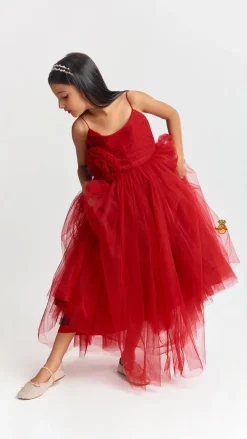 Outlet Maroon Floral Princess Gown Dresses & Sets | Gowns