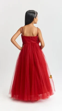 Outlet Maroon Floral Princess Gown Dresses & Sets | Gowns