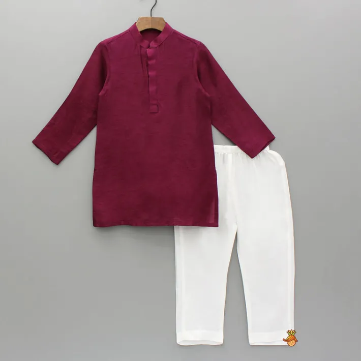 Fashion Maroon Kurta With Embroidered Jacket And Pyjama BOY Indian Ethnic Wear | Ethnic Sets