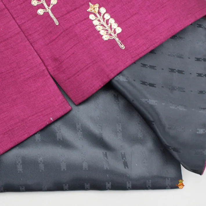 Fashion Maroon Kurta With Embroidered Jacket And Pyjama BOY Indian Ethnic Wear | Ethnic Sets