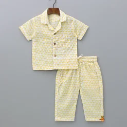 New Moon Printed Yellow Shirt And Pyjama BOY Sleep Wear | Sleepwear