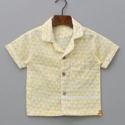 New Moon Printed Yellow Shirt And Pyjama BOY Sleep Wear | Sleepwear